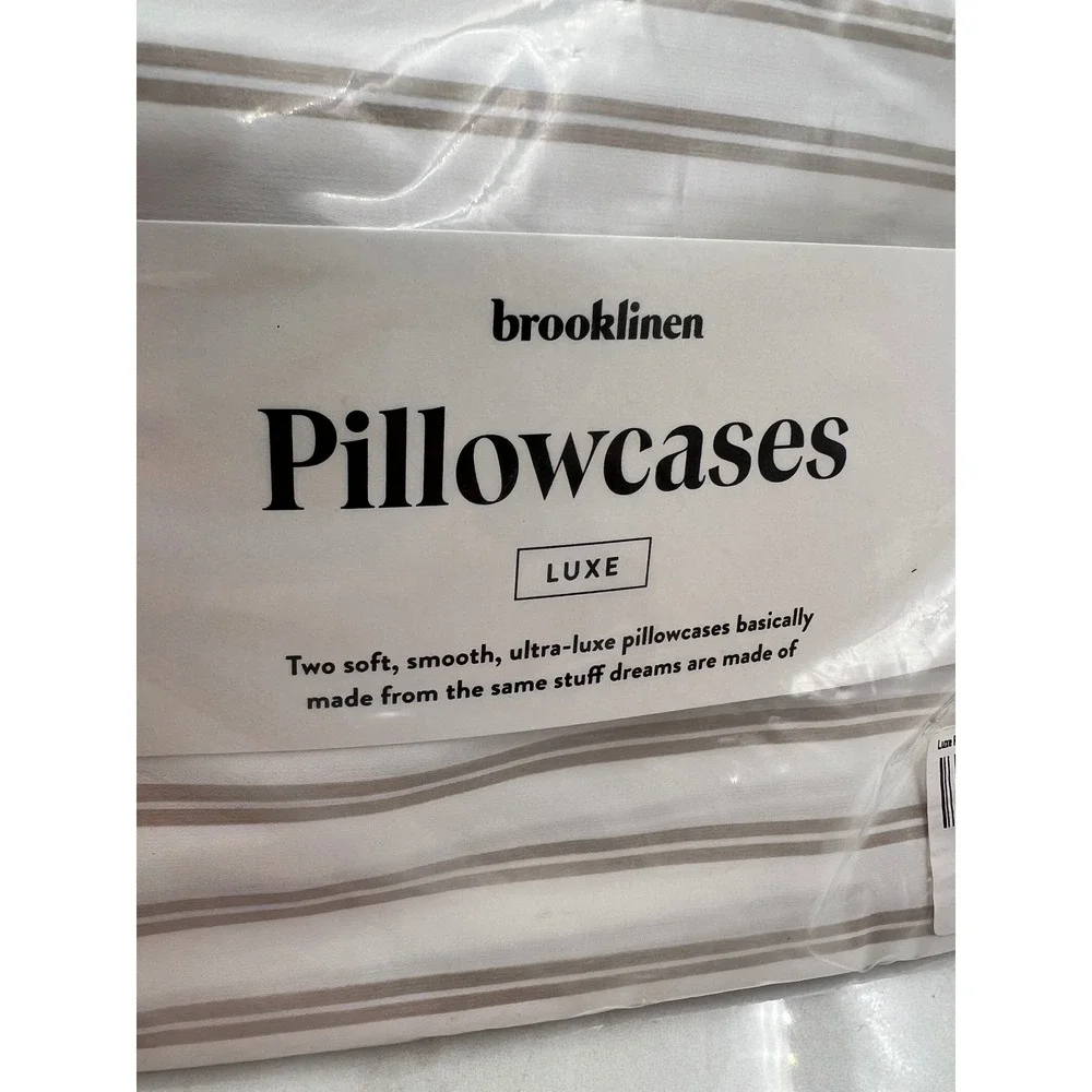 Brooklinen Luxe Pillowcases Standard Set of 2 Tandem Stripe Warm Grey PC-S146S